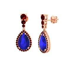 Nil Damlası Küpe - Lab safir ve garnet 18 ayar rose altın küpe #qetx7t