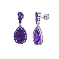 Ametist 8 ayar beyaz altın küpe