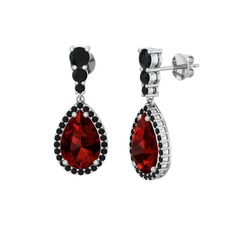 Nil Damlası Küpe - Garnet ve siyah zirkon 925 ayar gümüş küpe #s65wyu