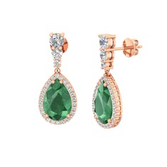 Nil Damlası Küpe - Kök zümrüt ve swarovski 18 ayar rose altın küpe #vp1lug