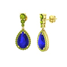 Nil Damlası Küpe - Lab safir ve peridot 14 ayar altın küpe #w3r3ur