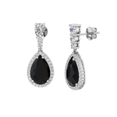 Nil Damlası Küpe - Siyah zirkon ve swarovski 18 ayar beyaz altın küpe #x2dncd
