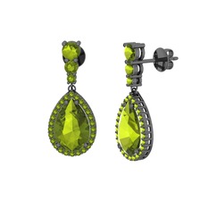 Nil Damlası Küpe - Peridot 925 ayar siyah rodyum kaplama gümüş küpe #x7micg