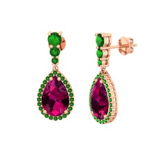 Nil Damlası Küpe - Rodolit garnet ve yeşil kuvars 18 ayar rose altın küpe #yo4qbm