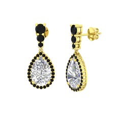 Nil Damlası Küpe - Swarovski ve siyah zirkon 925 ayar altın kaplama gümüş küpe #yvtfjg