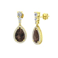 Nil Damlası Küpe - Dumanlı kuvars ve swarovski 14 ayar altın küpe #zafecb