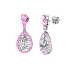 Nil Damlası Küpe - Swarovski ve pembe kuvars 925 ayar gümüş küpe #zw8rda