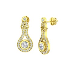Lale Küpe - Swarovski ve beyaz zirkon 925 ayar altın kaplama gümüş küpe #103mysc
