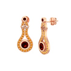Lale Küpe - Garnet ve sitrin 18 ayar rose altın küpe #10sihho