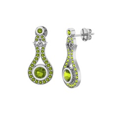 Peridot 18 ayar beyaz altın küpe