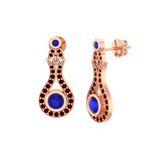 Lab safir ve garnet 14 ayar rose altın küpe