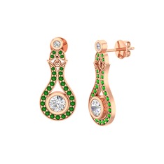 Lale Küpe - Swarovski ve yeşil kuvars 18 ayar rose altın küpe #18cg5f1