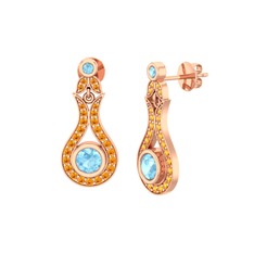 Lale Küpe - Akuamarin ve sitrin 8 ayar rose altın küpe #1aj9jw9