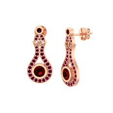 Garnet ve rodolit garnet 18 ayar rose altın küpe