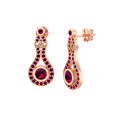 Rodolit garnet 18 ayar rose altın küpe