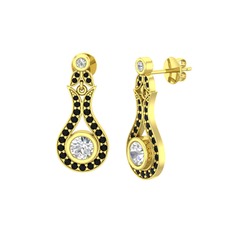 Lale Küpe - Swarovski ve siyah zirkon 8 ayar altın küpe #1lv4sm9