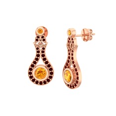 Lale Küpe - Sitrin ve garnet 14 ayar rose altın küpe #1pqx6tf
