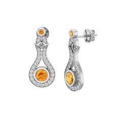 Lale Küpe - Sitrin ve swarovski 925 ayar gümüş küpe #1sd1wwg