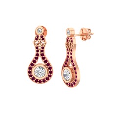 Lale Küpe - Swarovski ve rodolit garnet 14 ayar rose altın küpe #1sd6wjn