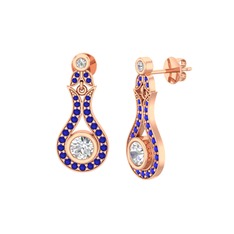 Lale Küpe - Swarovski ve lab safir 925 ayar rose altın kaplama gümüş küpe #1sffh5e