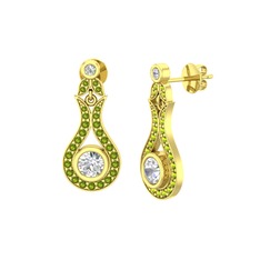 Swarovski ve peridot 8 ayar altın küpe