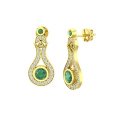 Lale Küpe - Kök zümrüt ve swarovski 925 ayar altın kaplama gümüş küpe #1vv2sqz