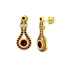 Lale Küpe - Garnet ve rodolit garnet 14 ayar altın küpe #1ydsadc