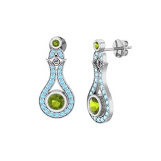 Peridot ve akuamarin 925 ayar gümüş küpe