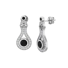Lale Küpe - Siyah zirkon ve swarovski 18 ayar beyaz altın küpe #2do5ph