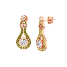 Swarovski ve peridot 8 ayar rose altın küpe