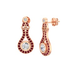 Lale Küpe - Swarovski ve kök yakut 14 ayar rose altın küpe #7r9qhb