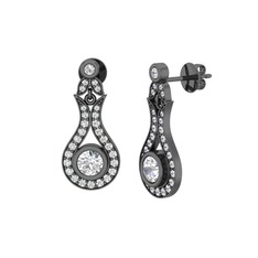 Lale Küpe - Beyaz zirkon ve swarovski 925 ayar siyah rodyum kaplama gümüş küpe #8n8pp5