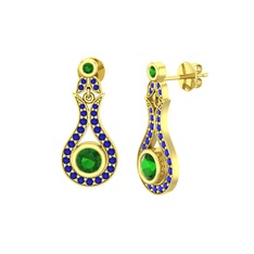 Lale Küpe - Yeşil kuvars ve lab safir 925 ayar altın kaplama gümüş küpe #8y10h2