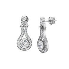 Lale Küpe - Swarovski ve beyaz zirkon 14 ayar beyaz altın küpe #ddnlr9