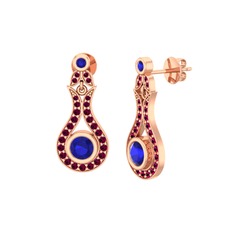 Lale Küpe - Lab safir ve rodolit garnet 8 ayar rose altın küpe #duu7kg