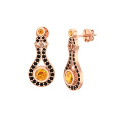 Lale Küpe - Sitrin ve siyah zirkon 8 ayar rose altın küpe #eug0uk