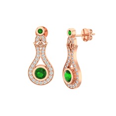 Lale Küpe - Yeşil kuvars ve swarovski 14 ayar rose altın küpe #ewvp2v