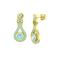 Lale Küpe - Akuamarin 8 ayar altın küpe #fi9ct8