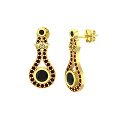 Lale Küpe - Siyah zirkon ve garnet 8 ayar altın küpe #iutobf