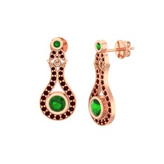 Lale Küpe - Yeşil kuvars ve garnet 14 ayar rose altın küpe #lhnbw