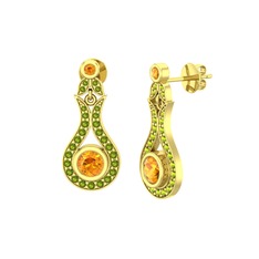 Lale Küpe - Sitrin ve peridot 14 ayar altın küpe #lmsyqb