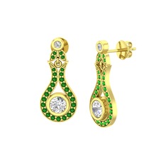 Lale Küpe - Swarovski ve yeşil kuvars 8 ayar altın küpe #p8cmma
