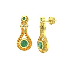 Lale Küpe - Kök zümrüt ve sitrin 925 ayar altın kaplama gümüş küpe #pjqisa