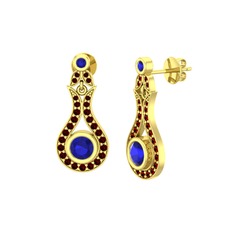 Lab safir ve garnet 925 ayar altın kaplama gümüş küpe
