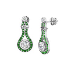 Swarovski ve yeşil kuvars 925 ayar gümüş küpe