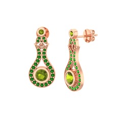 Lale Küpe - Peridot ve yeşil kuvars 14 ayar rose altın küpe #q8w7ez