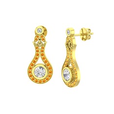 Lale Küpe - Beyaz zirkon ve sitrin 925 ayar altın kaplama gümüş küpe #qaz0l9