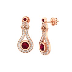 Lale Küpe - Kök yakut ve swarovski 14 ayar rose altın küpe #qu5nve