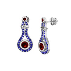 Lale Küpe - Garnet ve lab safir 18 ayar beyaz altın küpe #rfevgg