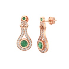 Lale Küpe - Kök zümrüt ve swarovski 8 ayar rose altın küpe #rjoi2r